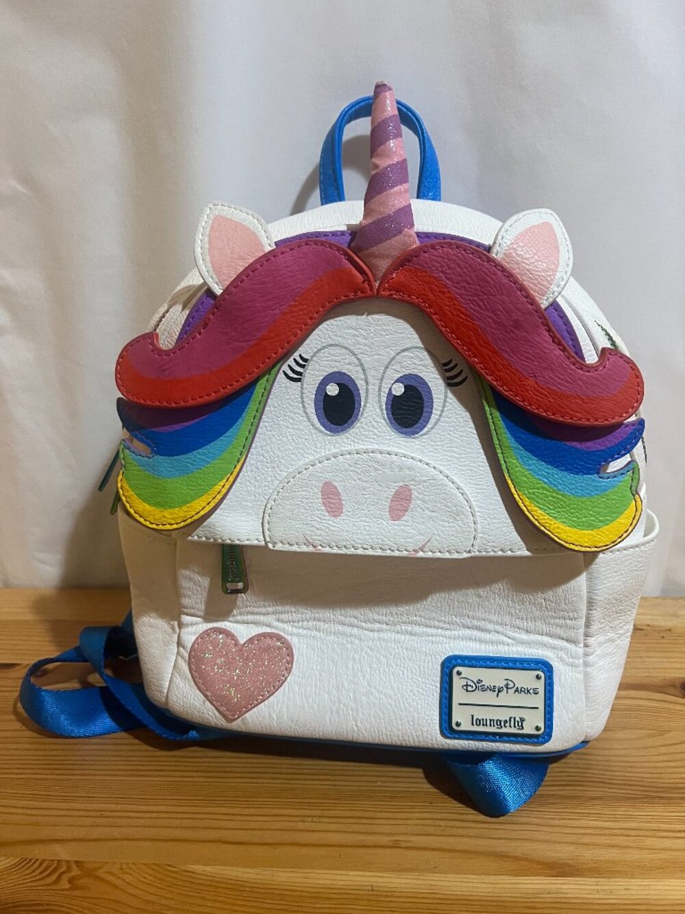 Disney Rainbow Unicorn Inside Out Loungefly Mini backpack Used Good Condition